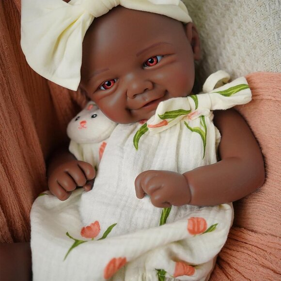 16.5 inch Realistic Full Body Silicone Open Eyes Newborn Leilani-tan Baby Girl - Picture 1 of 6